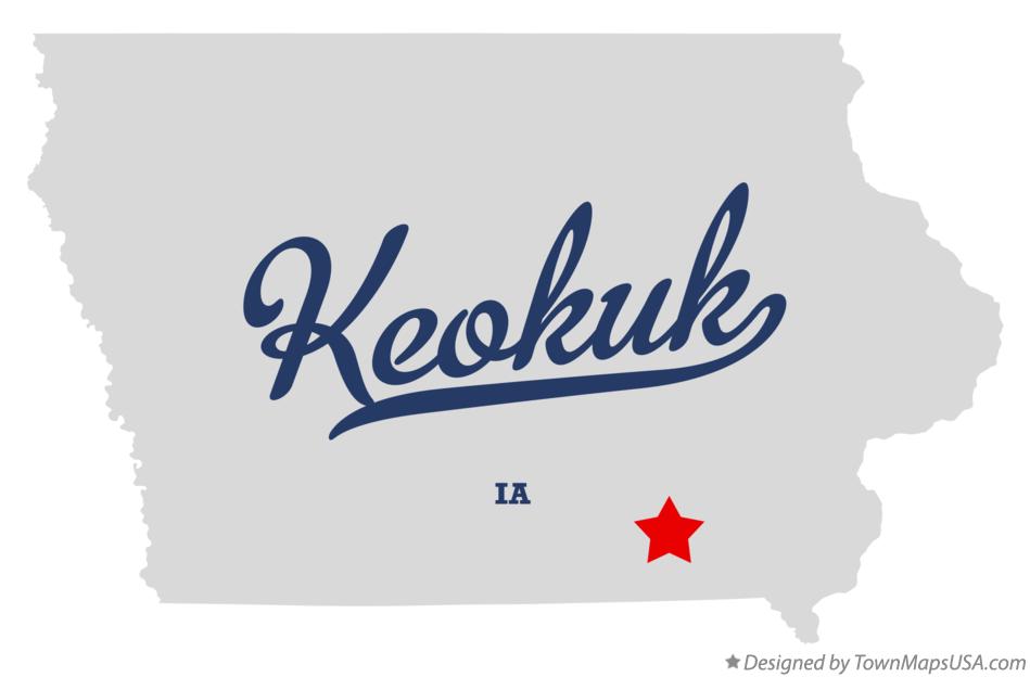 Map of Keokuk Iowa IA