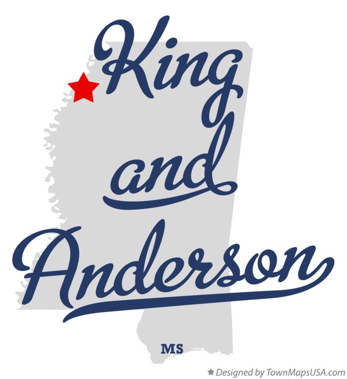 Map of King and Anderson Mississippi MS