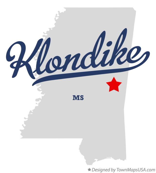 Map of Klondike Mississippi MS