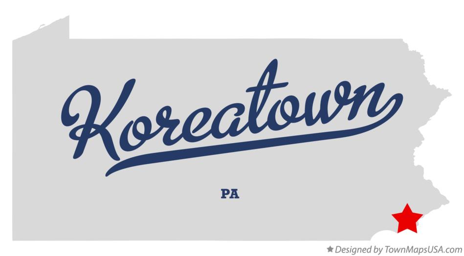 Map of Koreatown Pennsylvania PA