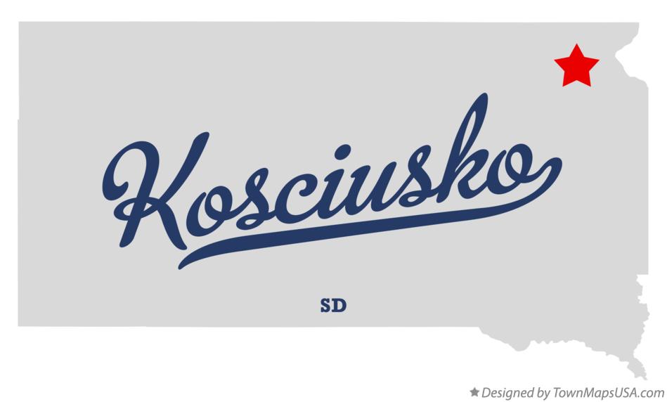 Map of Kosciusko South Dakota SD