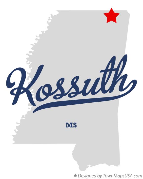 Map of Kossuth Mississippi MS