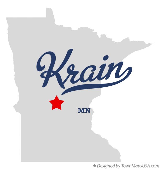 Map of Krain Minnesota MN