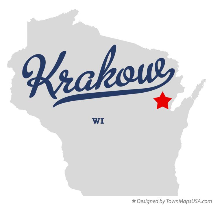 Map of Krakow Wisconsin WI