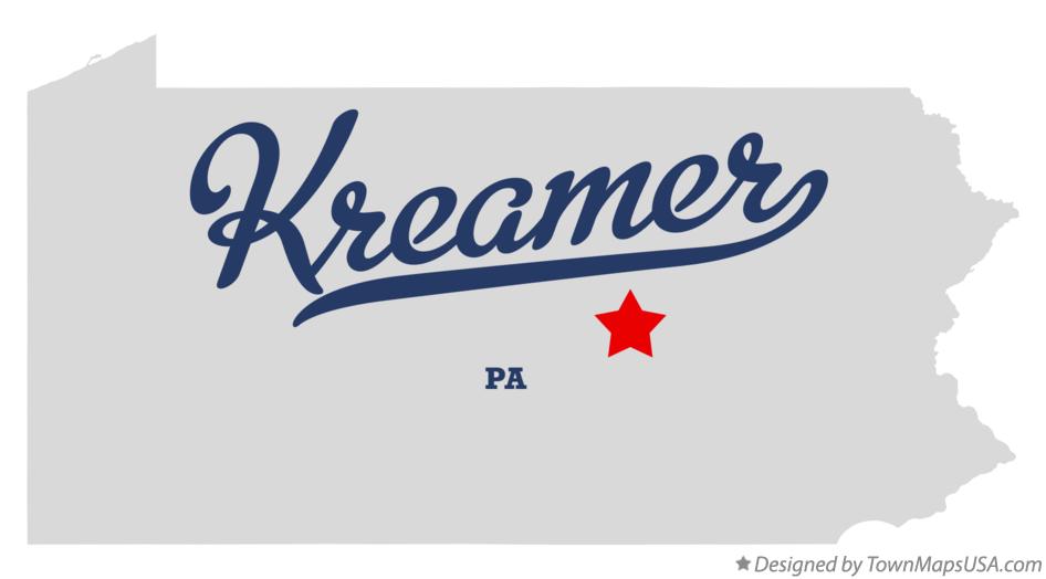 Map of Kreamer Pennsylvania PA