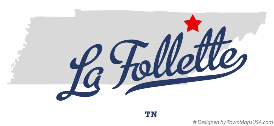 Map of La Follette Tennessee TN