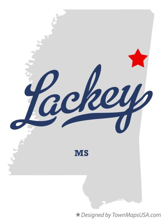 Map of Lackey Mississippi MS
