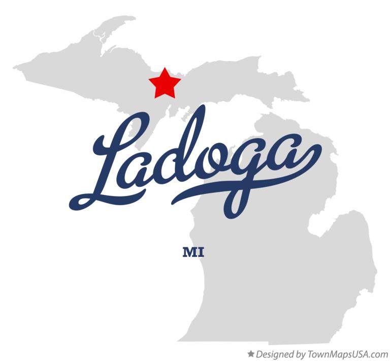Map of Ladoga Michigan MI