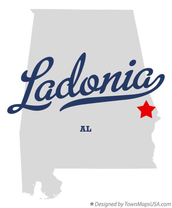 Map of Ladonia Alabama AL