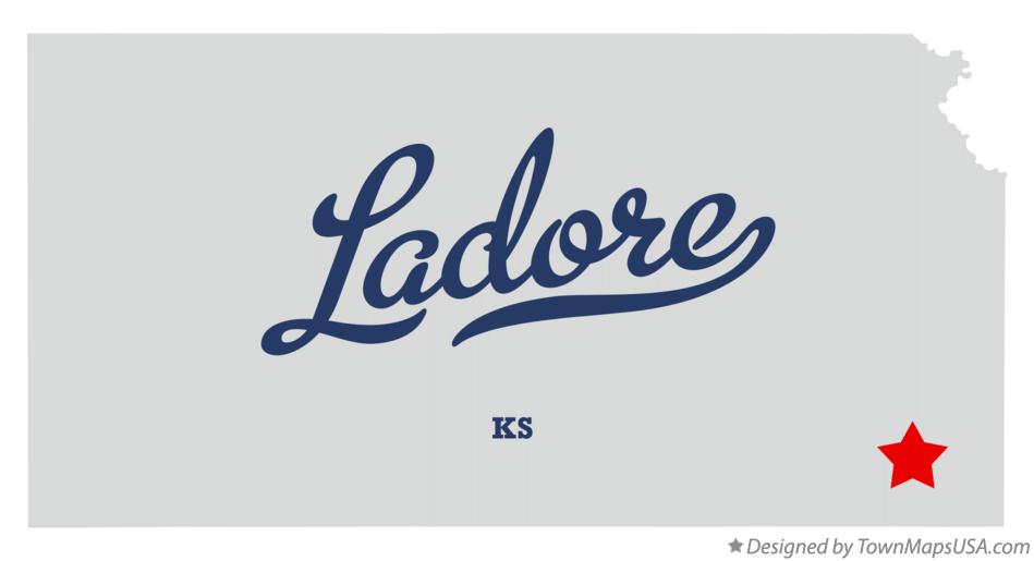 Map of Ladore Kansas KS