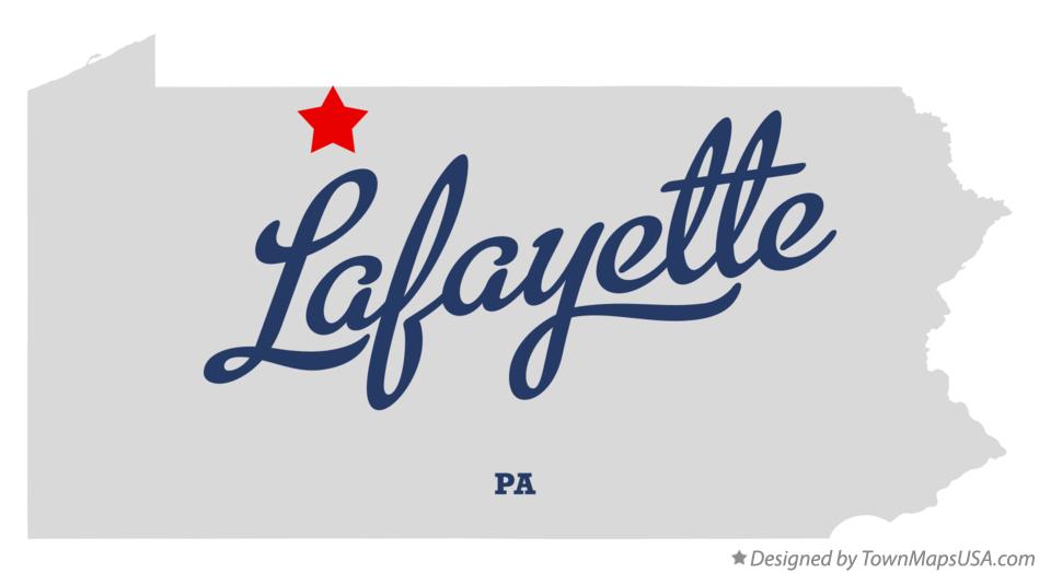 Map of Lafayette Pennsylvania PA
