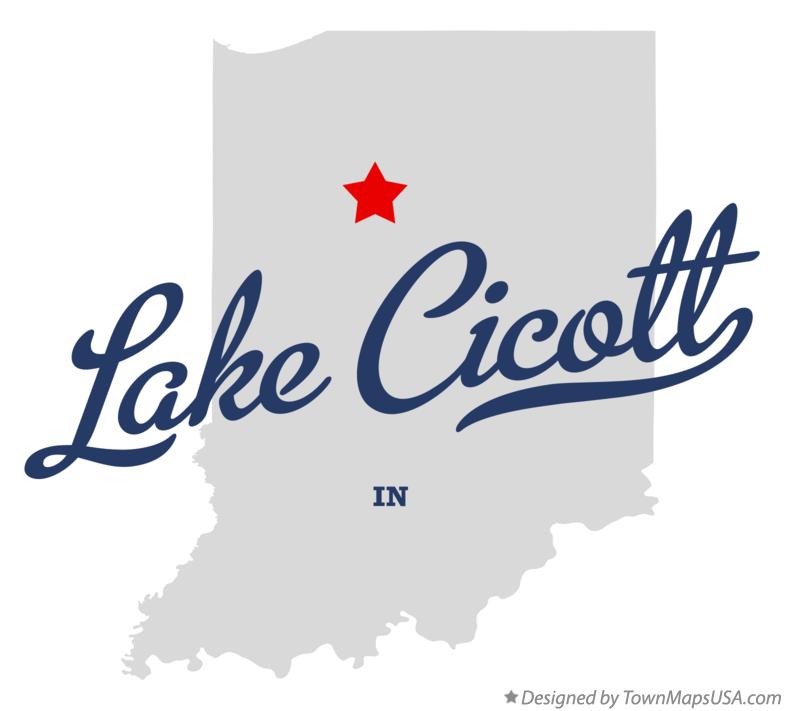 Map of Lake Cicott Indiana IN