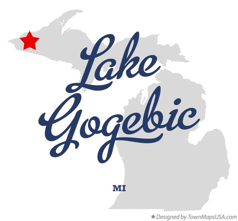 Map of Lake Gogebic Michigan MI