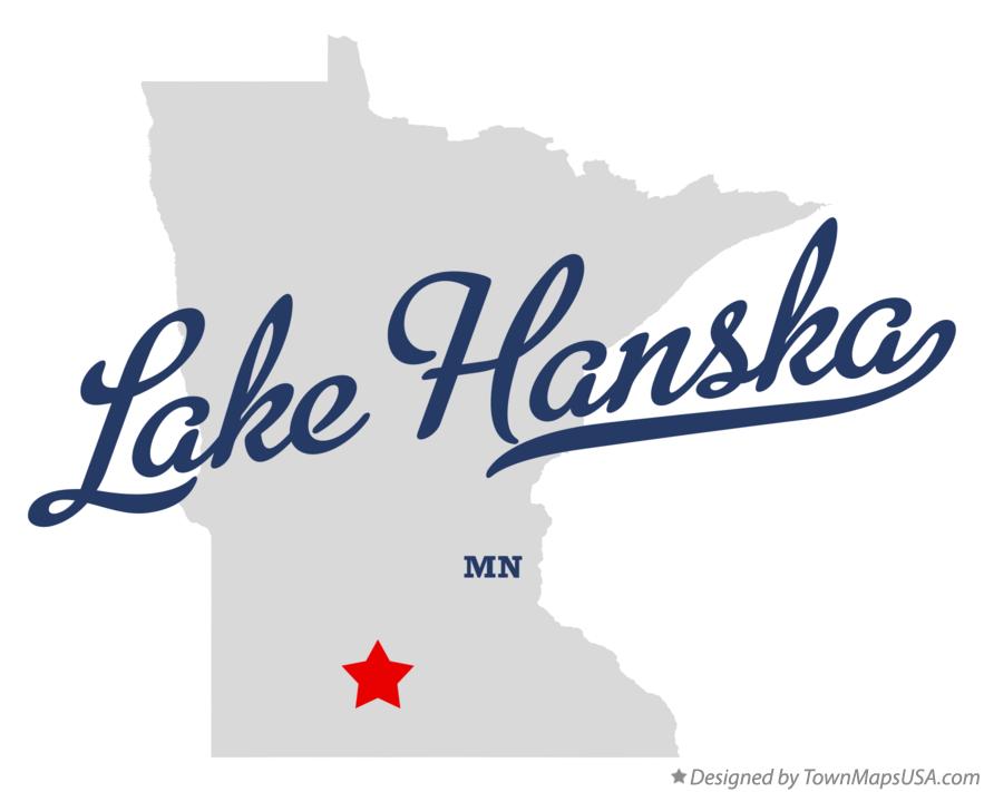 Map of Lake Hanska Minnesota MN