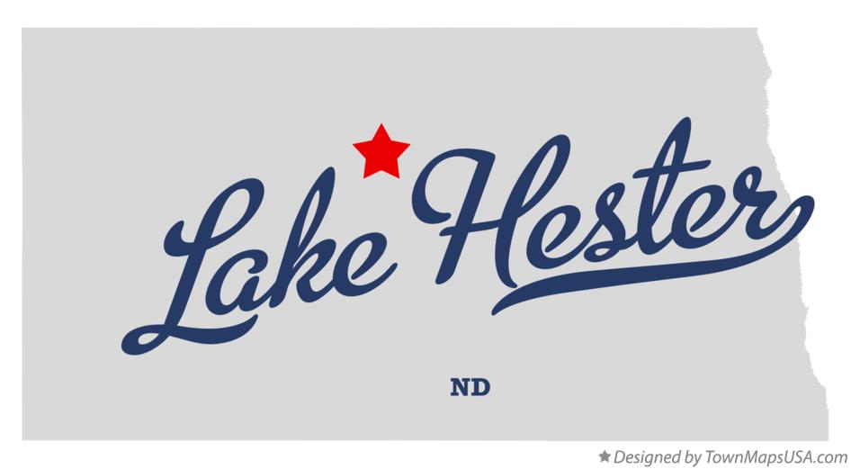 Map of Lake Hester North Dakota ND