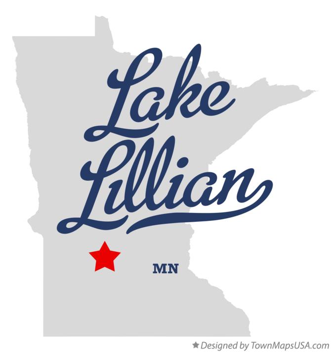 Map of Lake Lillian Minnesota MN