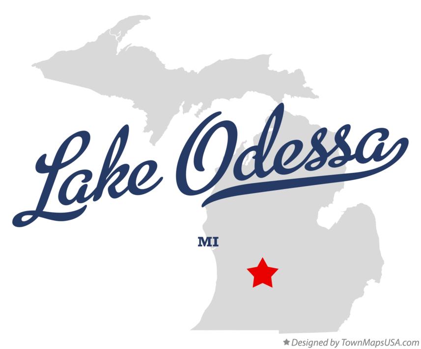 Map of Lake Odessa Michigan MI