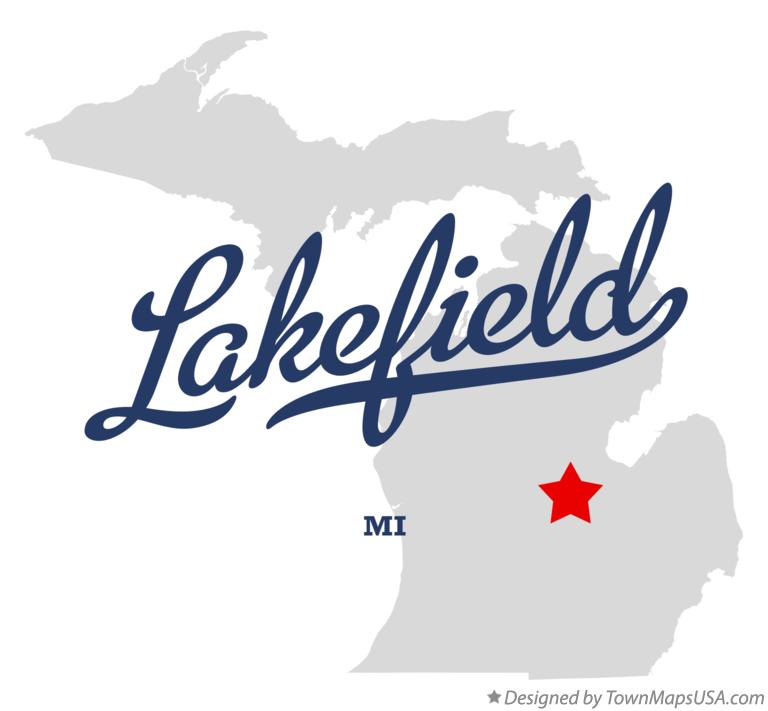 Map of Lakefield Michigan MI