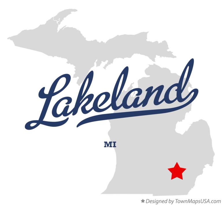 Map of Lakeland Michigan MI