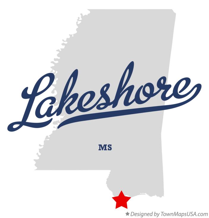 Map of Lakeshore Mississippi MS