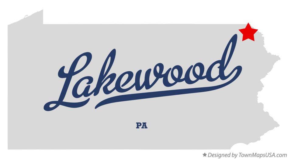Map of Lakewood Pennsylvania PA
