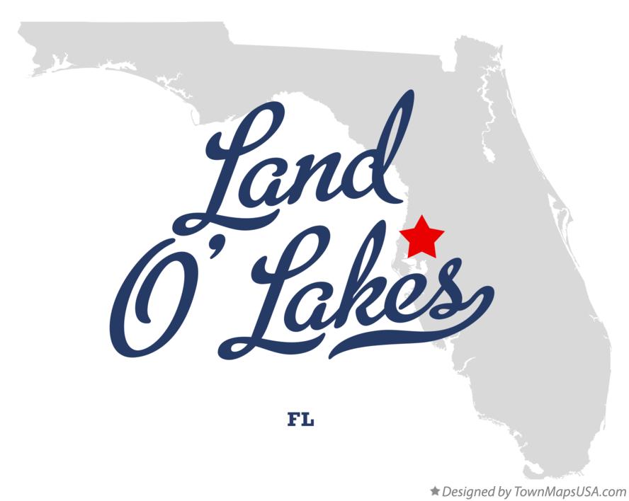 Map of Land O' Lakes Florida FL