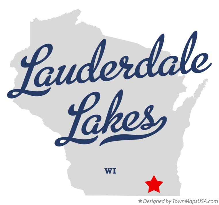 Map of Lauderdale Lakes Wisconsin WI