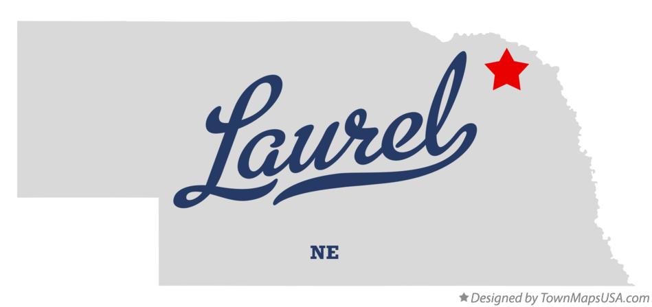 Map of Laurel Nebraska NE