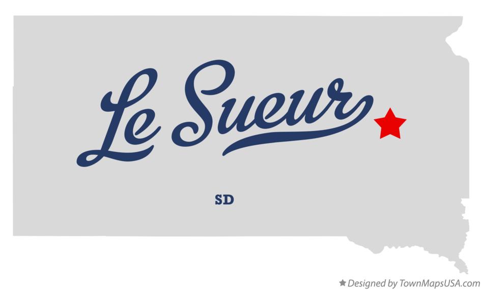 Map of Le Sueur South Dakota SD