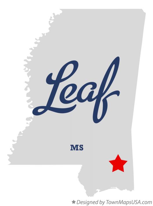 Map of Leaf Mississippi MS