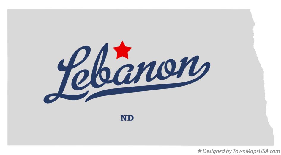 Map of Lebanon North Dakota ND