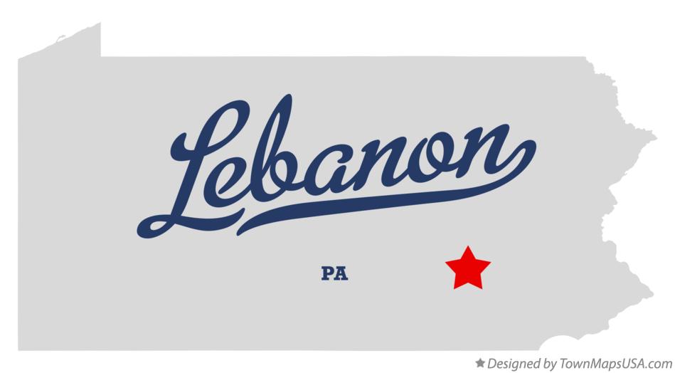 Map of Lebanon Pennsylvania PA