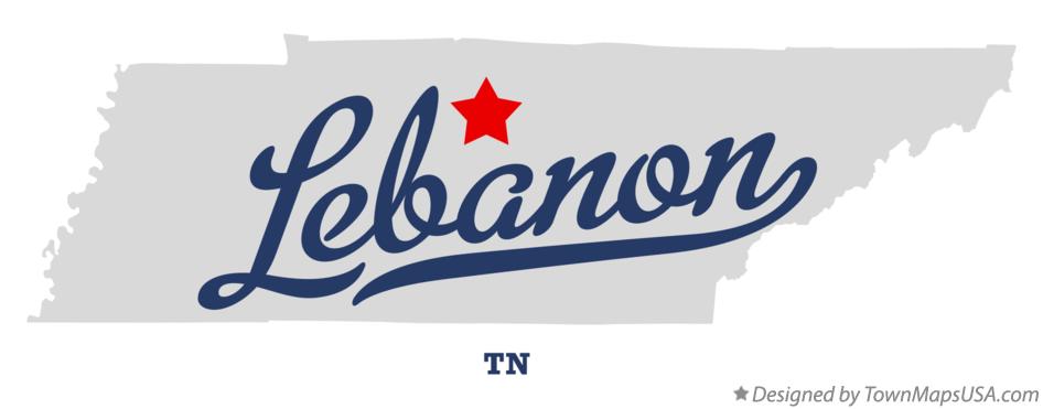 Map of Lebanon Tennessee TN