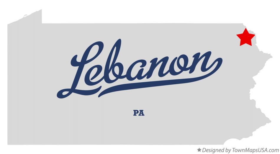 Map of Lebanon Pennsylvania PA