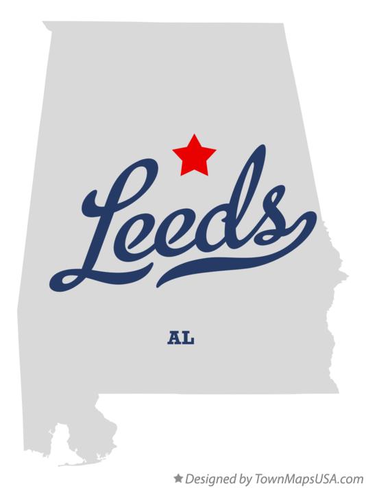 Map of Leeds Alabama AL