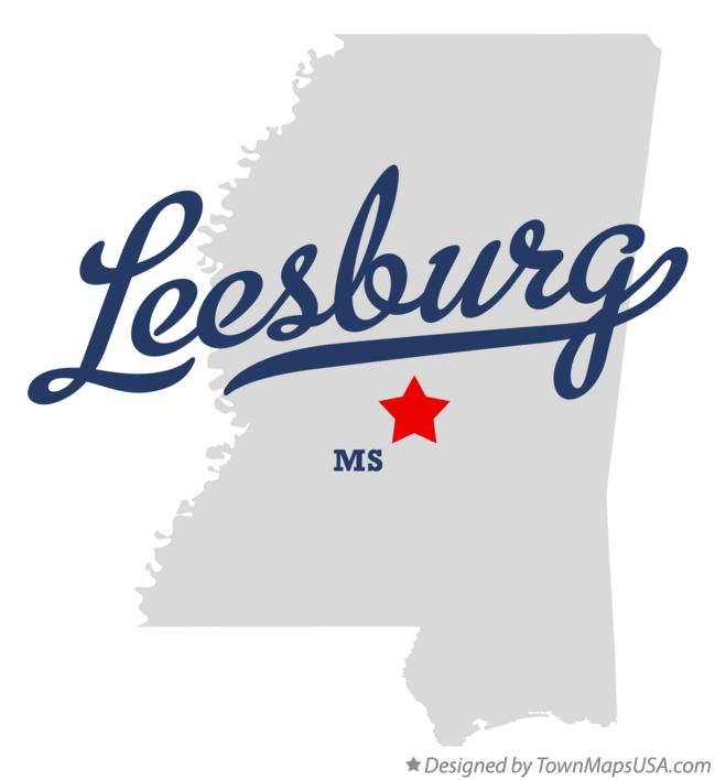 Map of Leesburg Mississippi MS