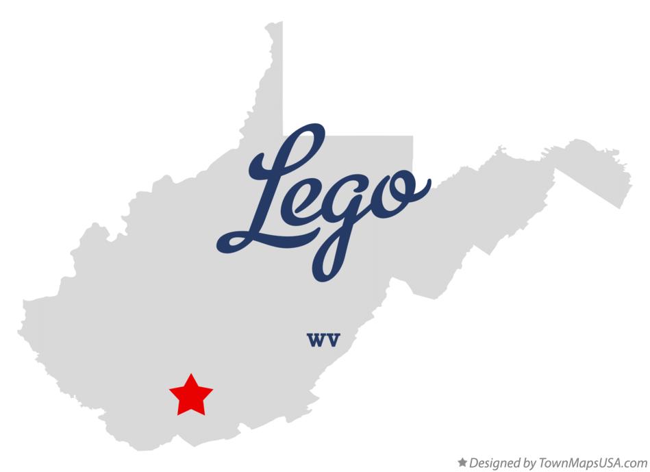 Map of Lego West Virginia WV