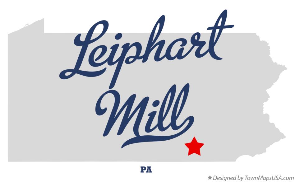 Map of Leiphart Mill Pennsylvania PA