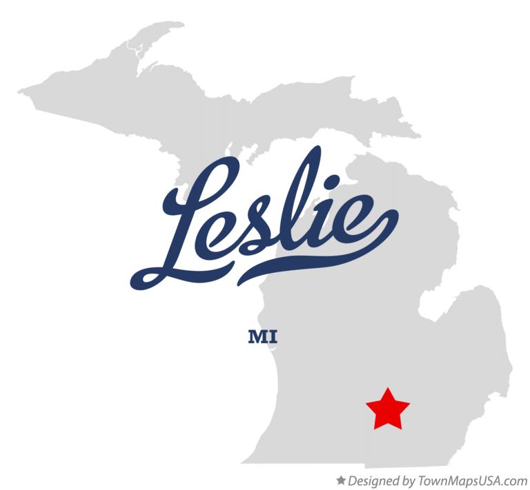 Map of Leslie Michigan MI