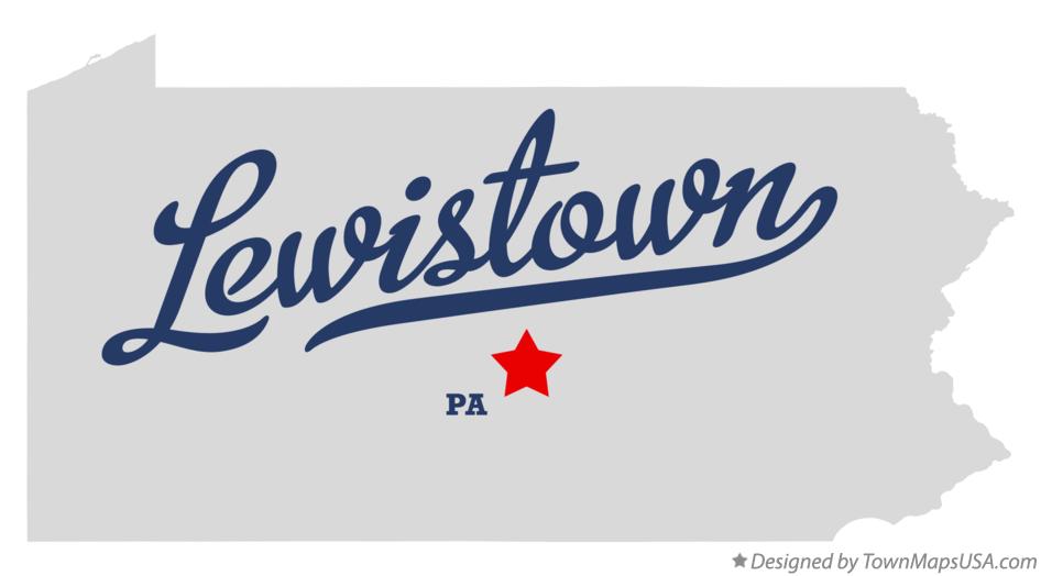 Map of Lewistown Pennsylvania PA