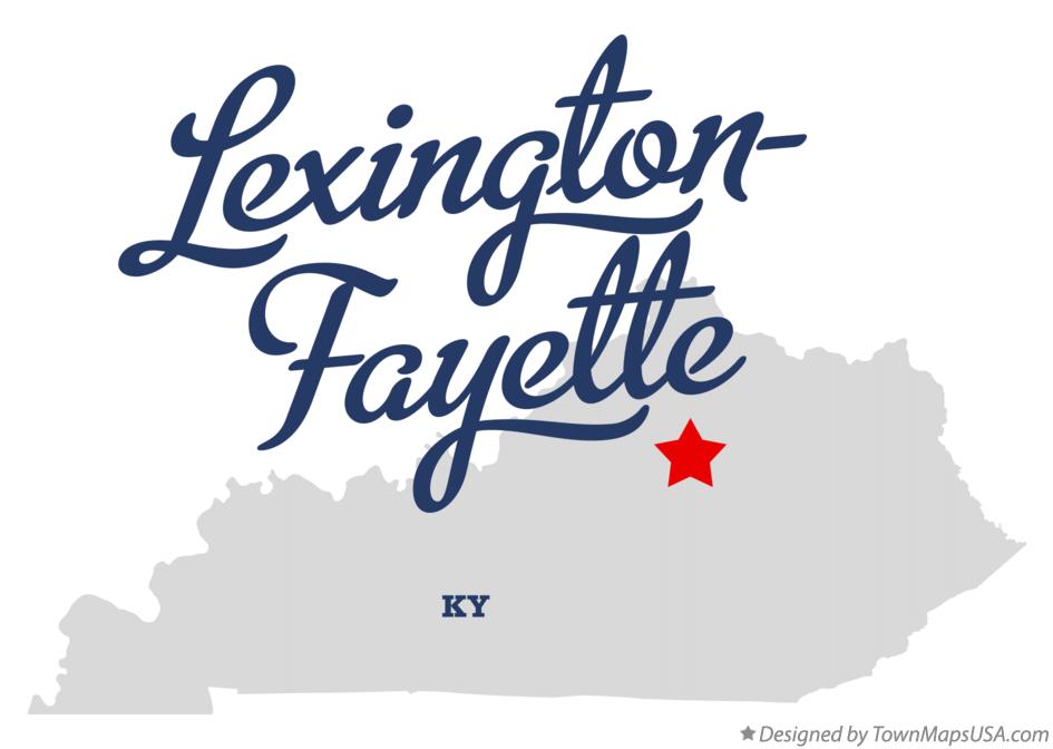 Map of Lexington-Fayette Kentucky KY