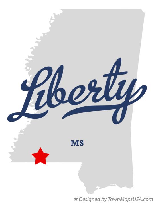 Map of Liberty Mississippi MS