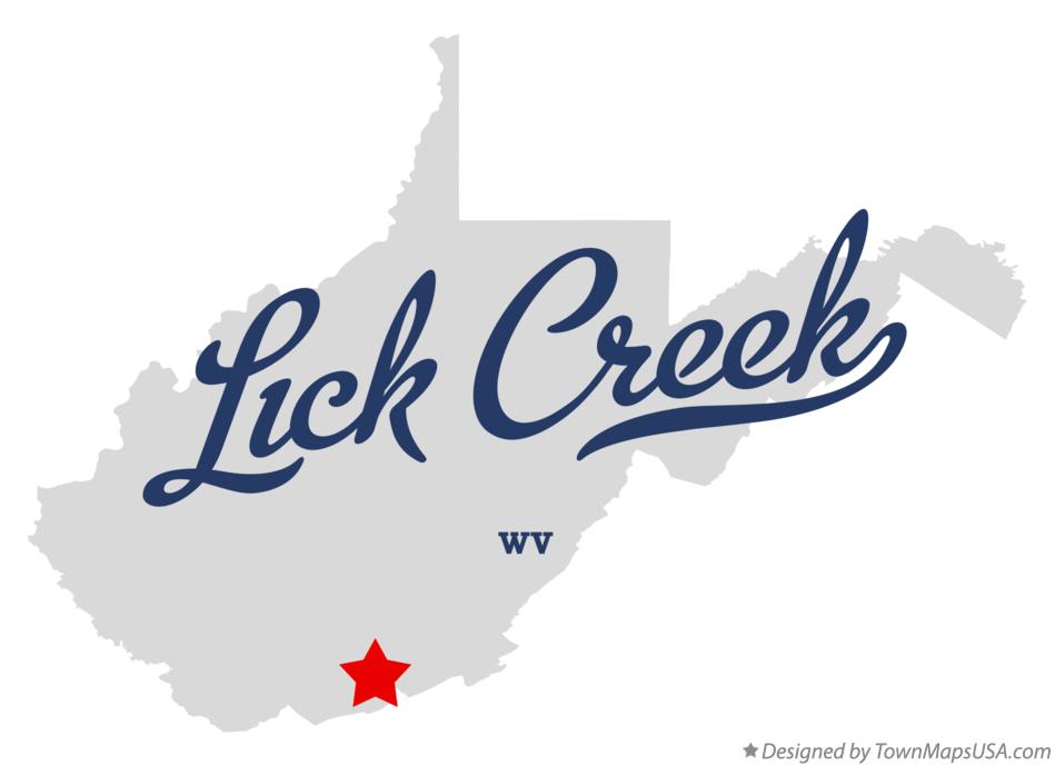 Map of Lick Creek West Virginia WV