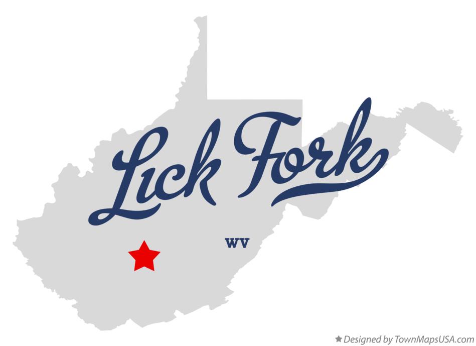 Map of Lick Fork West Virginia WV