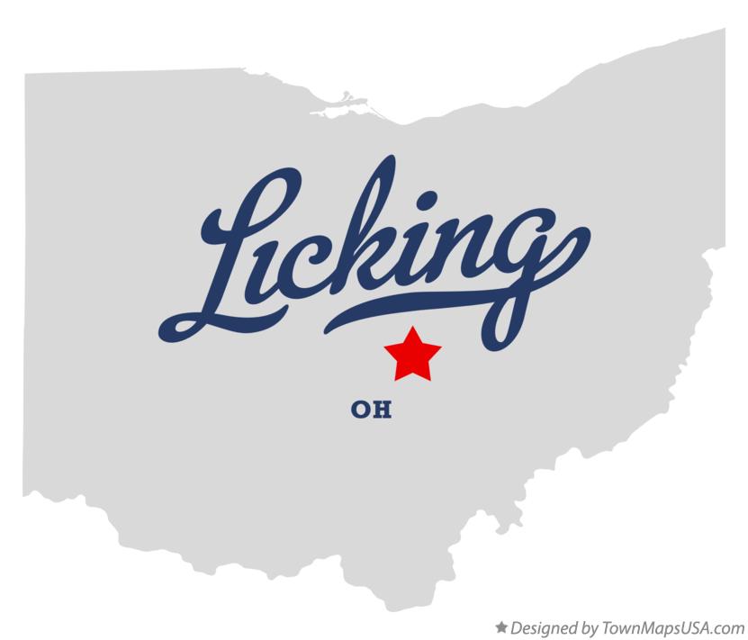 Map of Licking Ohio OH