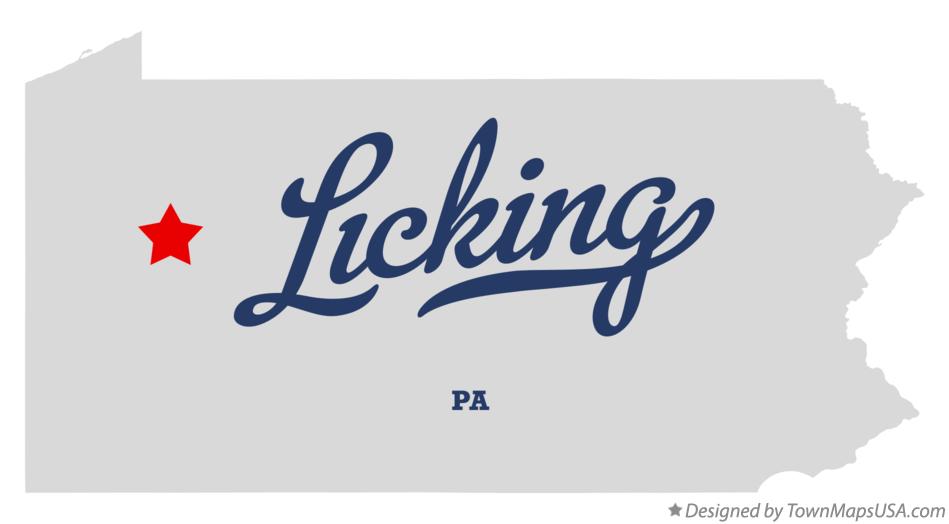 Map of Licking Pennsylvania PA