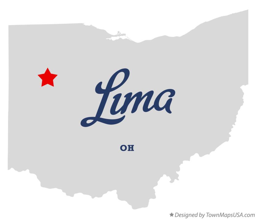 Map of Lima Ohio OH