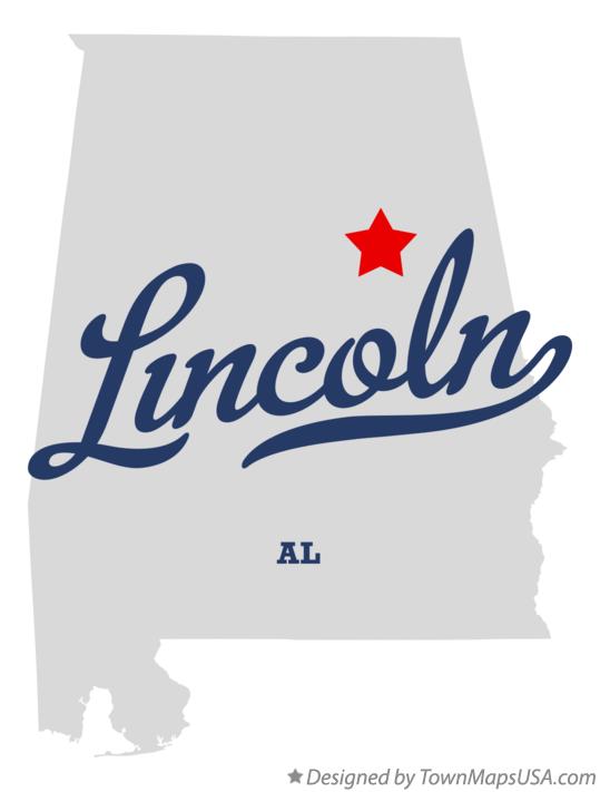 Map of Lincoln Alabama AL