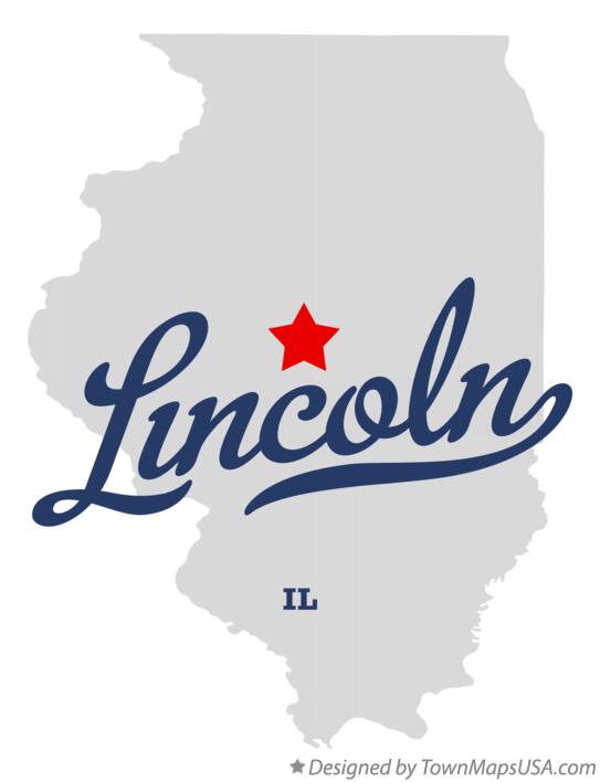Map of Lincoln Illinois IL