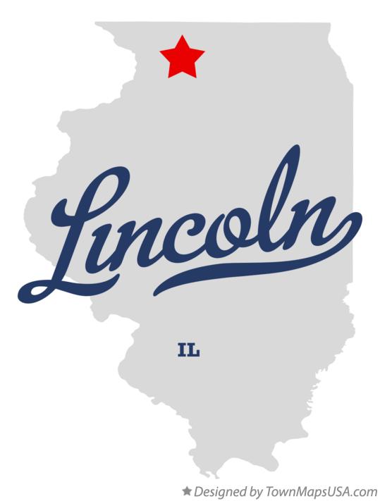 Map of Lincoln Illinois IL